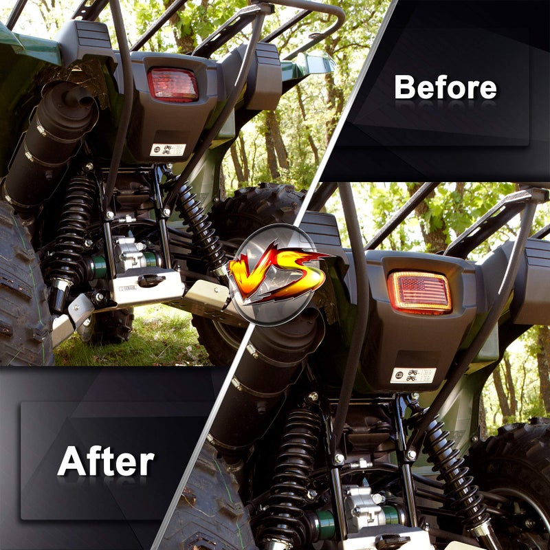 MOVOTOR ATV Tail Light with DRL US Flag Design Brake Light Smoke Lens for ATV UTV Yamaha Grizzly Viking Rhino Big Bear Kodiak Bruin Wolverin Bear Tracker - Image 5